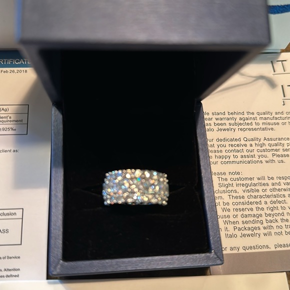 Italo Sterling silver, white sapphire triple row, eternity band size 6 1/2 NWT - Picture 4 of 4